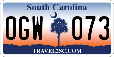 SC license plate OGW073