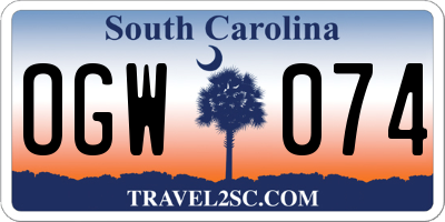 SC license plate OGW074