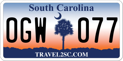 SC license plate OGW077