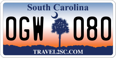 SC license plate OGW080