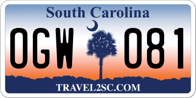 SC license plate OGW081