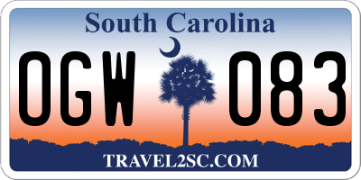 SC license plate OGW083