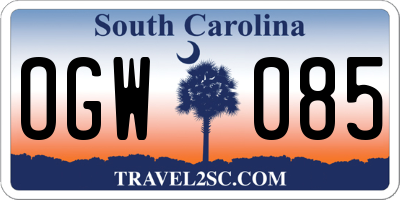 SC license plate OGW085