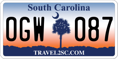 SC license plate OGW087
