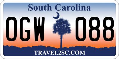 SC license plate OGW088