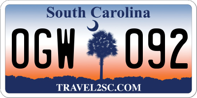 SC license plate OGW092