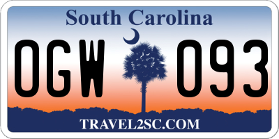 SC license plate OGW093