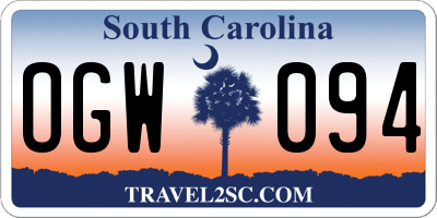 SC license plate OGW094