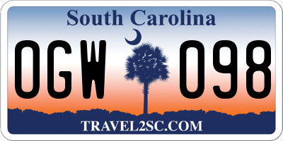 SC license plate OGW098