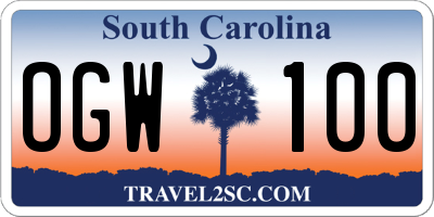 SC license plate OGW100