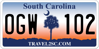 SC license plate OGW102