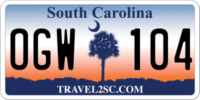 SC license plate OGW104