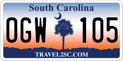 SC license plate OGW105