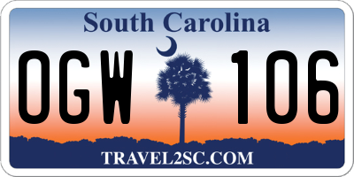 SC license plate OGW106