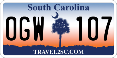 SC license plate OGW107