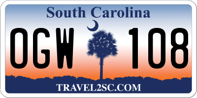 SC license plate OGW108