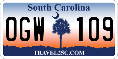 SC license plate OGW109