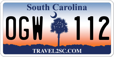 SC license plate OGW112