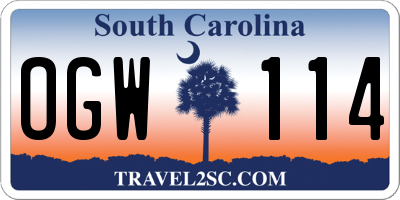 SC license plate OGW114