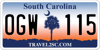 SC license plate OGW115