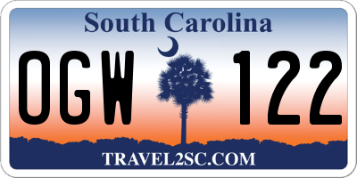 SC license plate OGW122