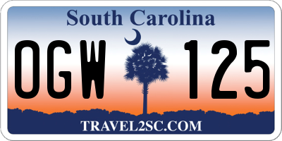 SC license plate OGW125