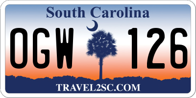 SC license plate OGW126