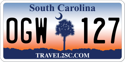 SC license plate OGW127