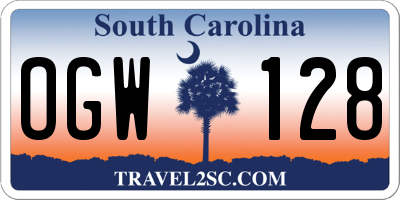 SC license plate OGW128
