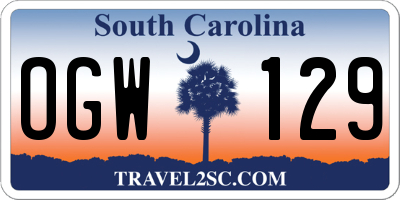 SC license plate OGW129