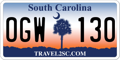 SC license plate OGW130
