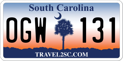 SC license plate OGW131