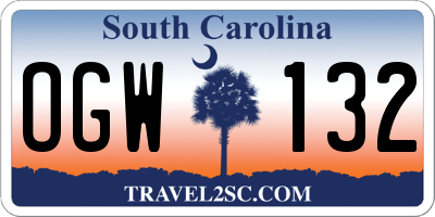 SC license plate OGW132