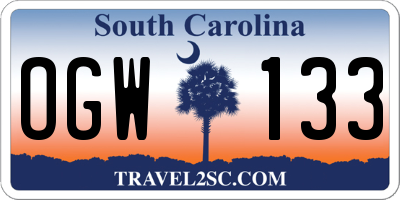 SC license plate OGW133