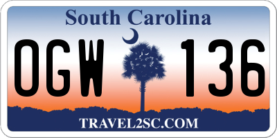 SC license plate OGW136