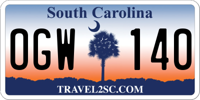 SC license plate OGW140