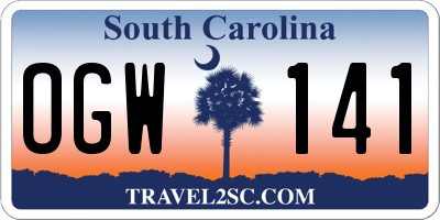SC license plate OGW141