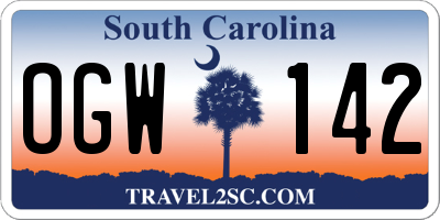 SC license plate OGW142