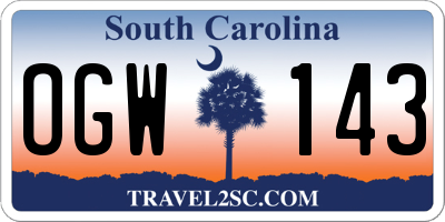 SC license plate OGW143