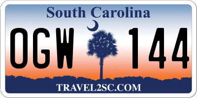 SC license plate OGW144