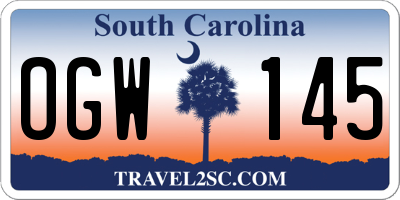 SC license plate OGW145