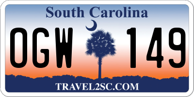 SC license plate OGW149