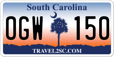 SC license plate OGW150
