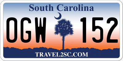 SC license plate OGW152