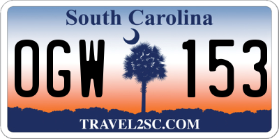SC license plate OGW153