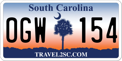 SC license plate OGW154