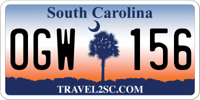 SC license plate OGW156