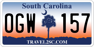 SC license plate OGW157