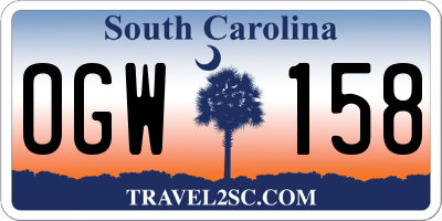 SC license plate OGW158