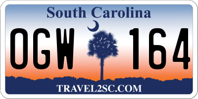 SC license plate OGW164